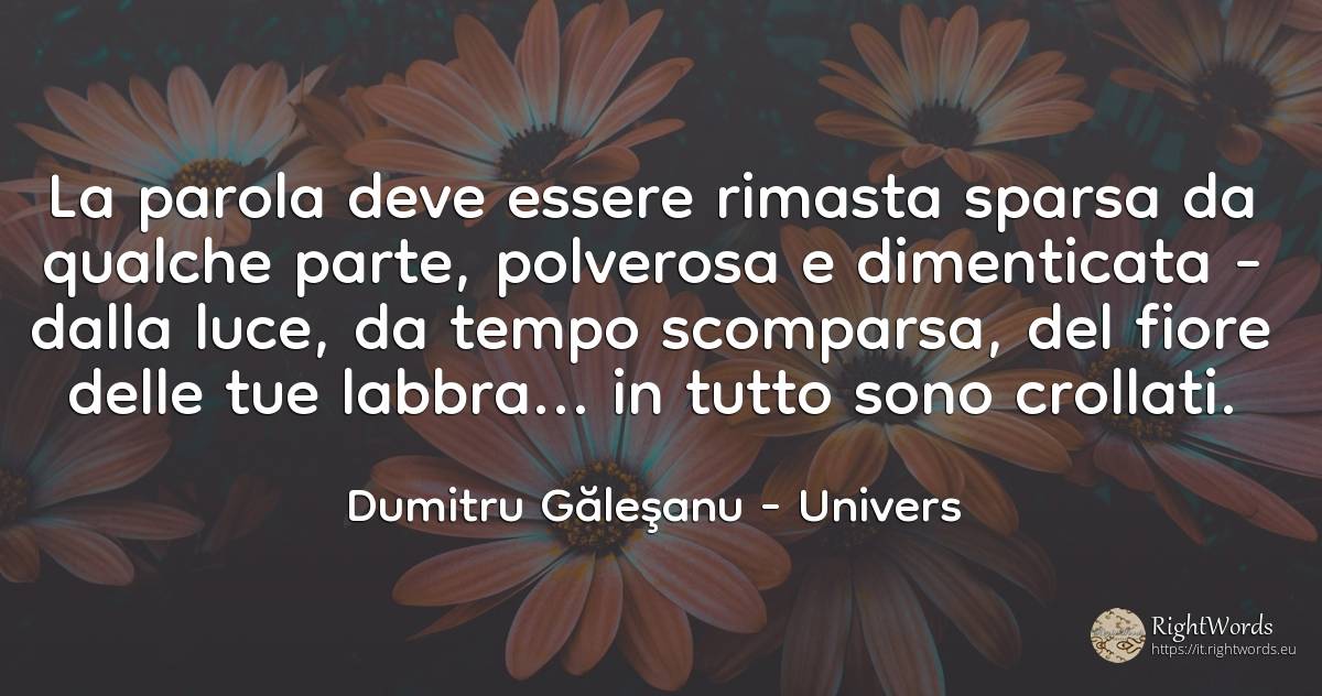 La parola mi sia rimasta sparsa da qualche parte, ... - Dumitru Găleşanu, citazione su univers