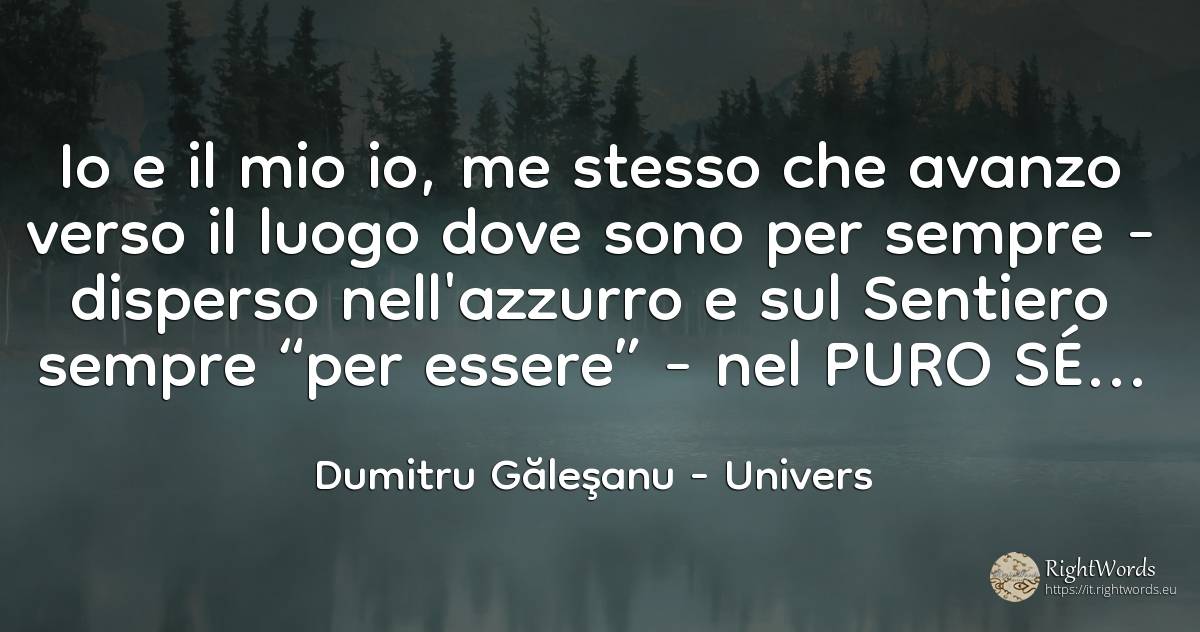 L'io ed il mio sé, Io stesso che mi dirigo verso il luogo... - Dumitru Găleşanu, citazione su univers