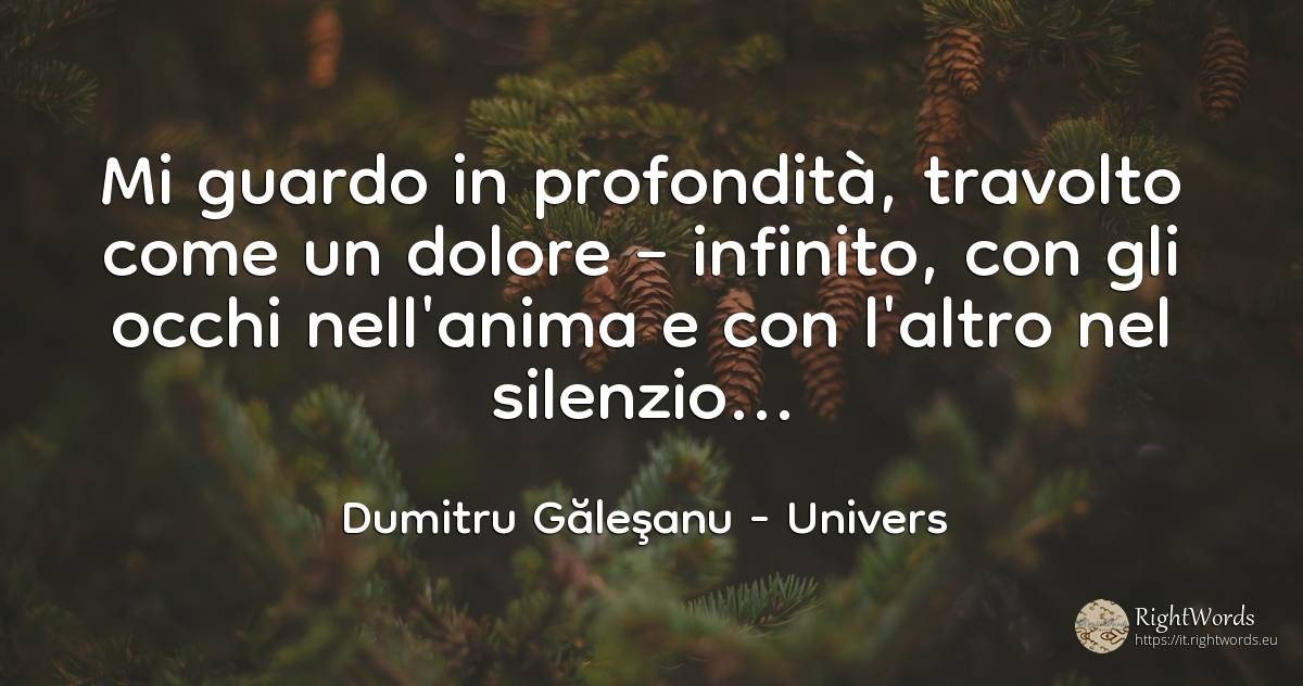 Mi guardo in profondità, travolto come un dolore –... - Dumitru Găleşanu, citazione su univers