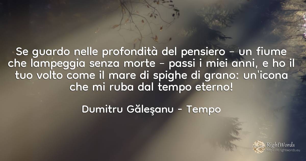 Se guardo nelle profondità del pensiero – un fiume che... - Dumitru Găleşanu, citazione su tempo