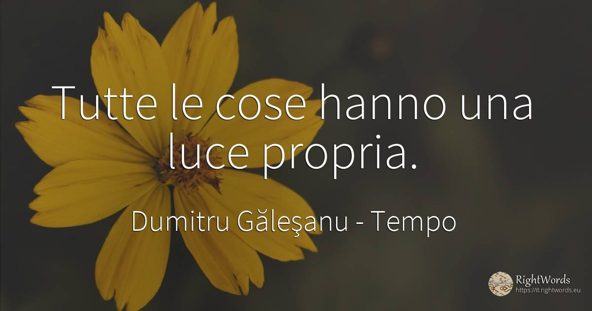 Tutte le cose hanno una luce propria. - Dumitru Găleşanu, citazione su tempo