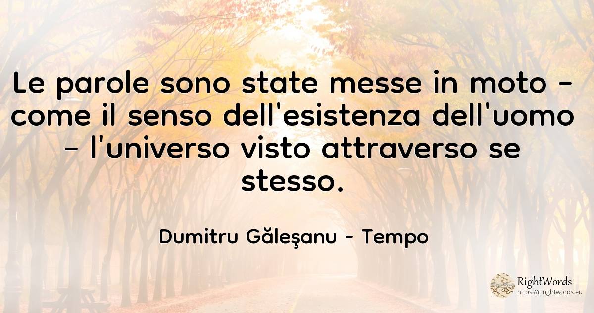 Le parole sono state messe in moto – come il senso... - Dumitru Găleşanu, citazione su tempo