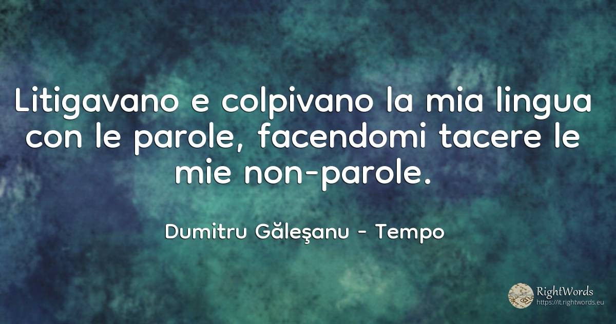 Litigavano e colpivano la mia lingua con le parole, ... - Dumitru Găleşanu, citazione su tempo