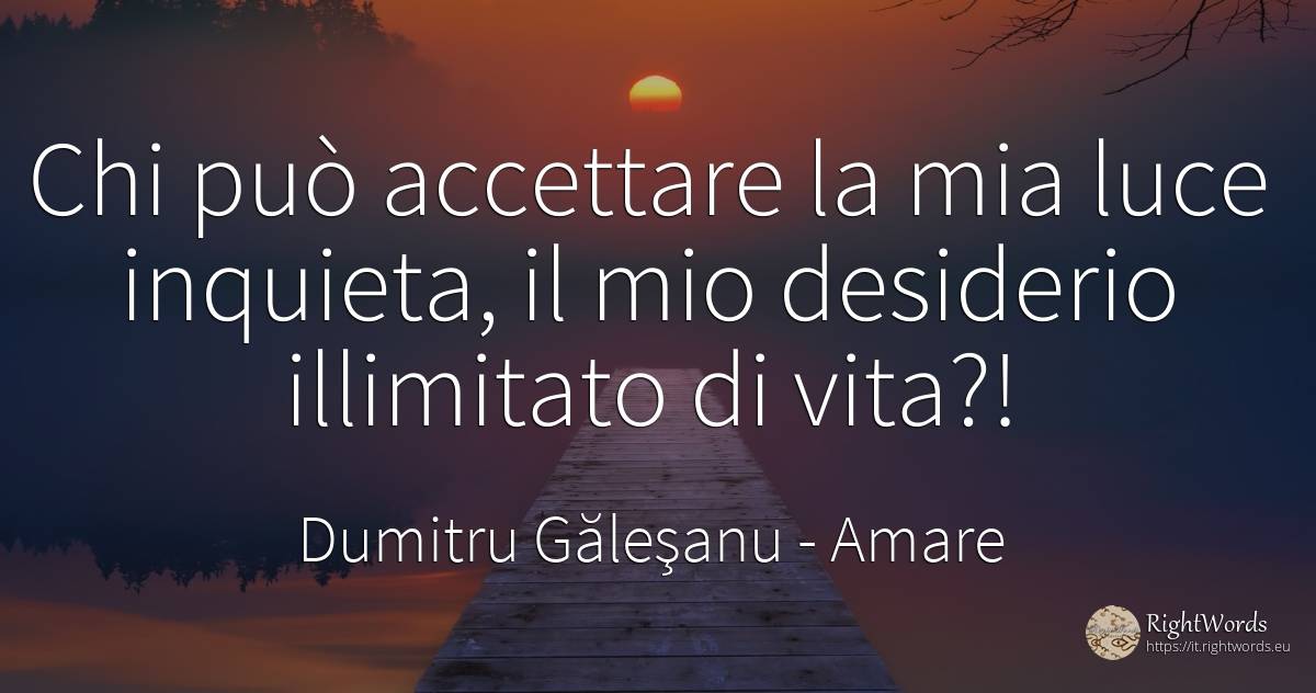 Chi può accettare la mia luce inquieta, il mio desiderio... - Dumitru Găleşanu, citazione su amare