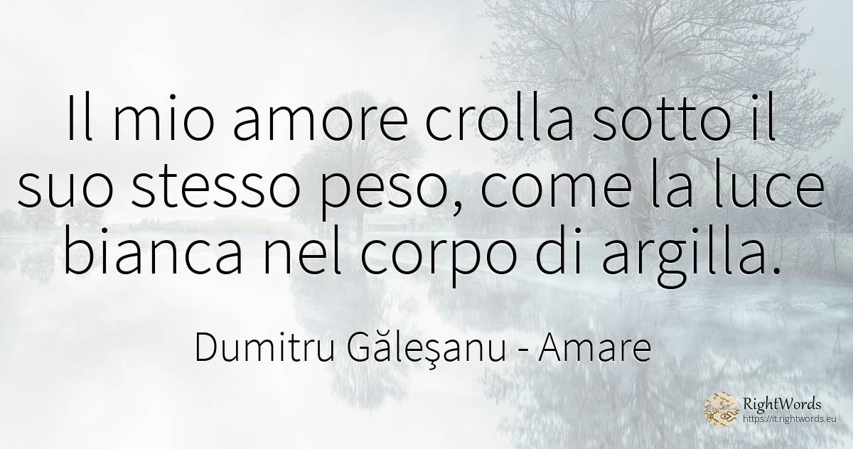 Il mio amore crolla sotto il suo stesso peso, come la... - Dumitru Găleşanu, citazione su amare