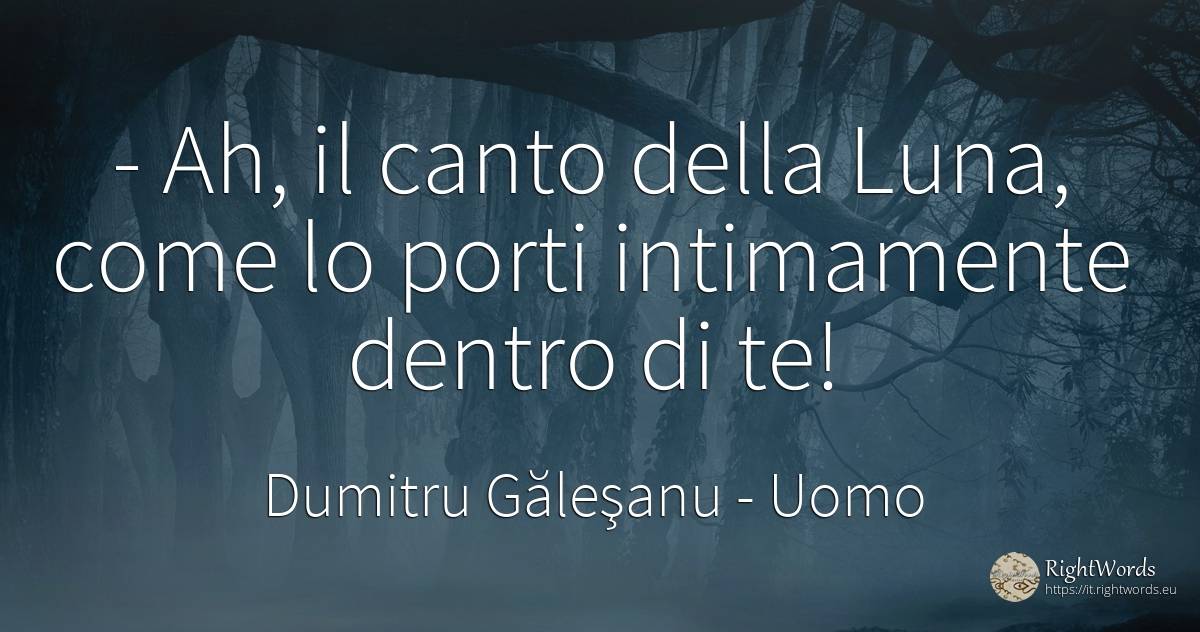 - Ah, il canto della Luna, come lo porti intimamente... - Dumitru Găleşanu, citazione su uomo