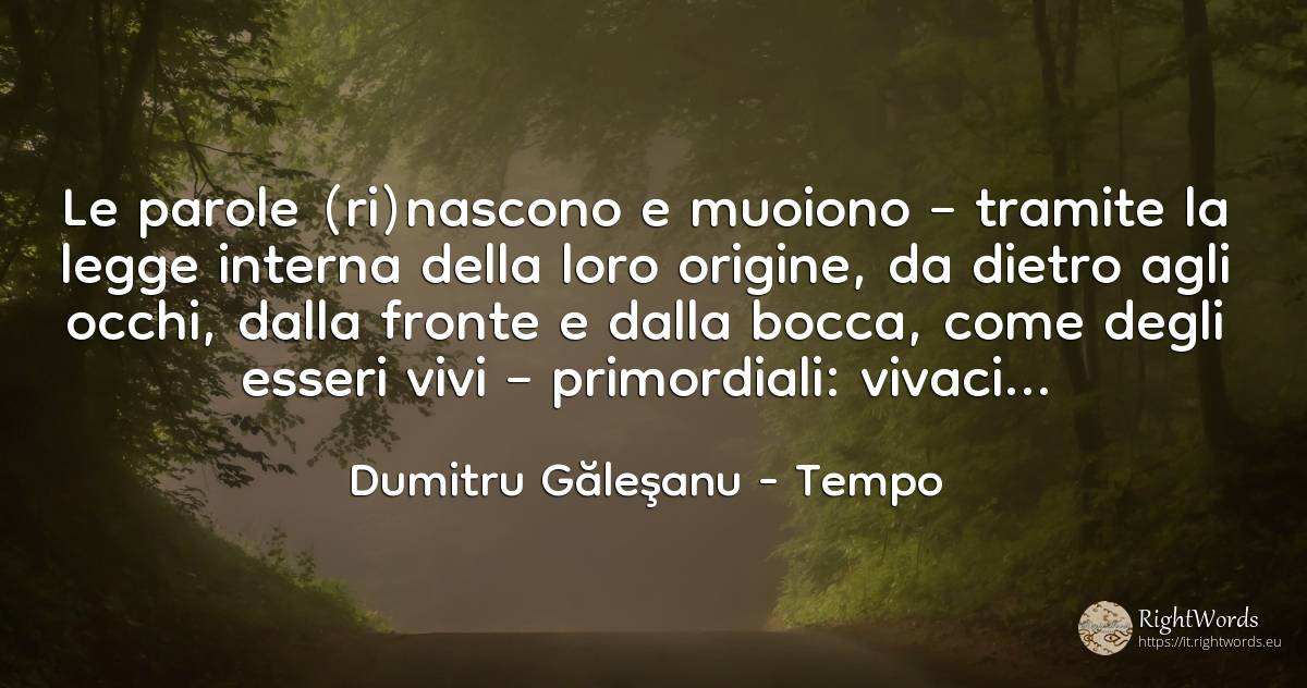 Le parole (ri)nascono e muoiono – tramite la legge... - Dumitru Găleşanu, citazione su tempo