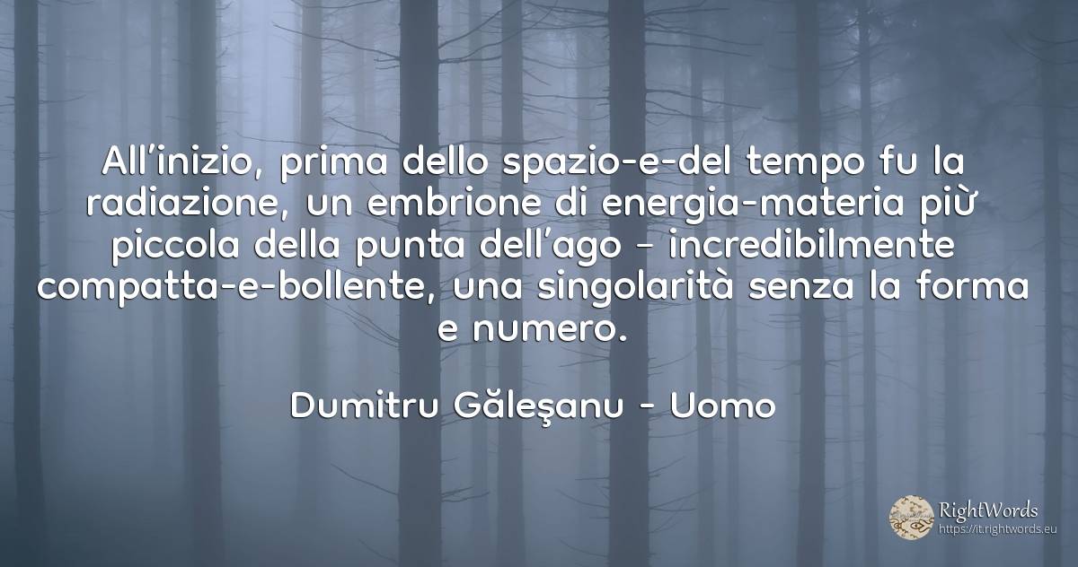 All’inizio, prima dello spazio-e-del tempo fu la... - Dumitru Găleşanu, citazione su uomo