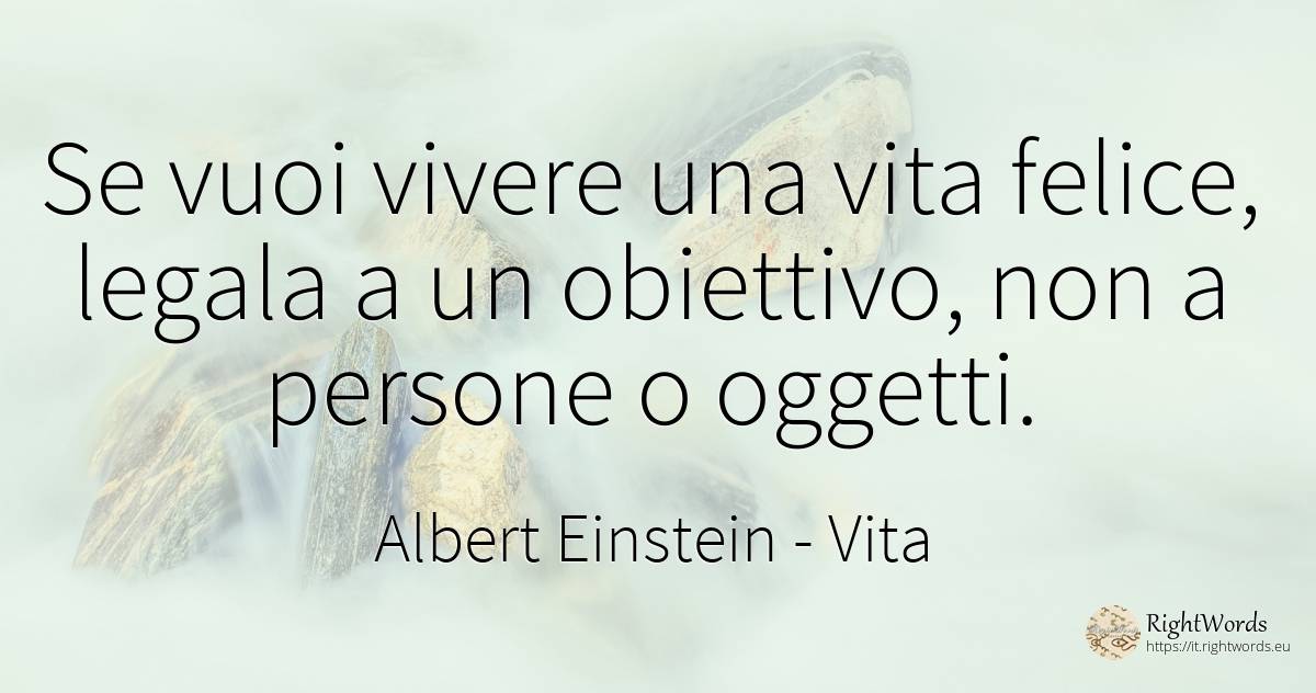 Se vuoi vivere una vita felice, legala a un obiettivo, ... - Albert Einstein, citazione su vita