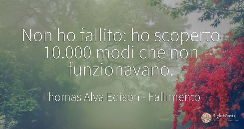 Non ho fallito: ho scoperto 10.000 modi che non... - Thomas Alva Edison, citazione su fallimento