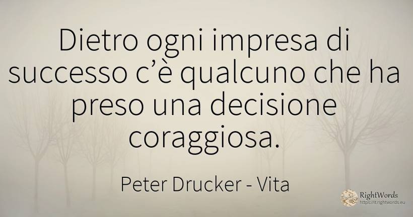 Dietro ogni impresa di successo c’è qualcuno che ha preso... - Peter Drucker, citazione su vita