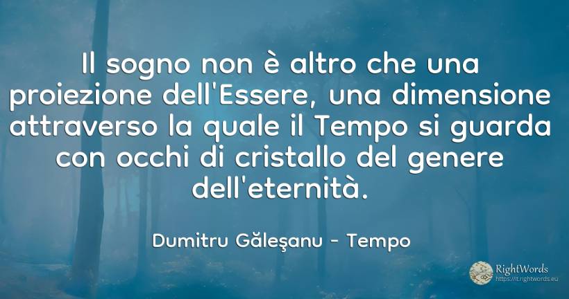 Il sogno non è altro che una proiezione dell'Essere, una... - Dumitru Găleşanu, citazione su tempo