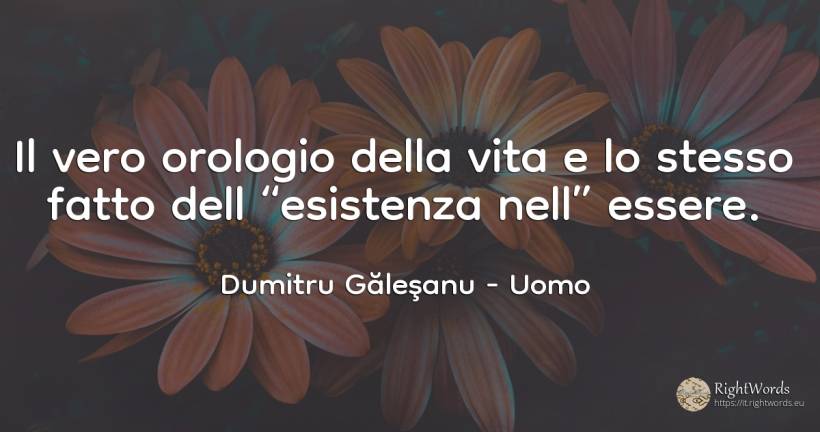 Il vero orologio della vita e lo stesso fatto dell... - Dumitru Găleşanu, citazione su uomo