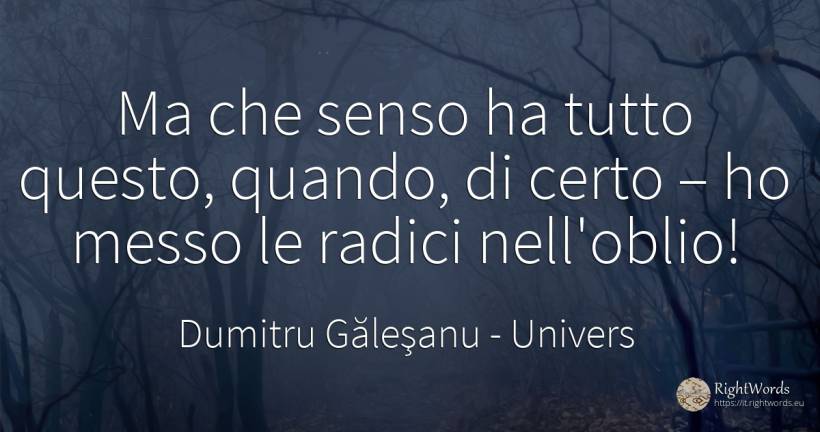 Ma che senso ha tutto questo, quando, di certo – ho messo... - Dumitru Găleşanu, citazione su univers