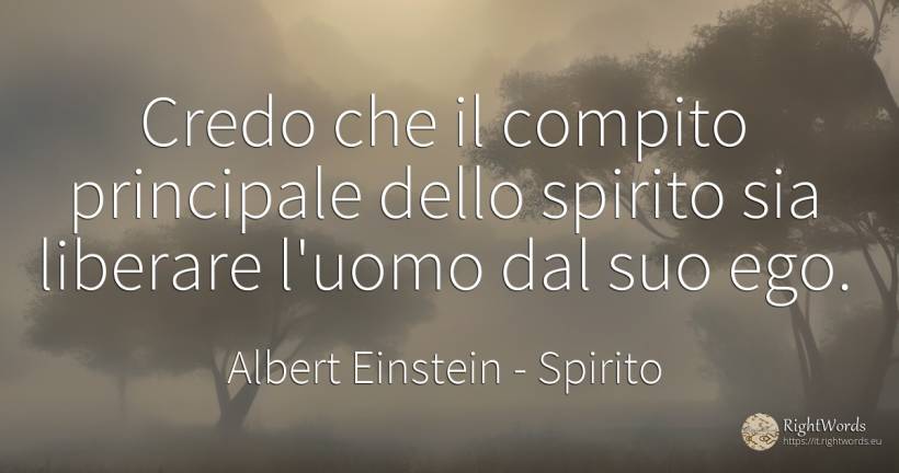 Credo che il compito principale dello spirito sia... - Albert Einstein, citazione su spirito