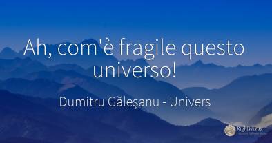 Ah, com'è fragile questo universo!